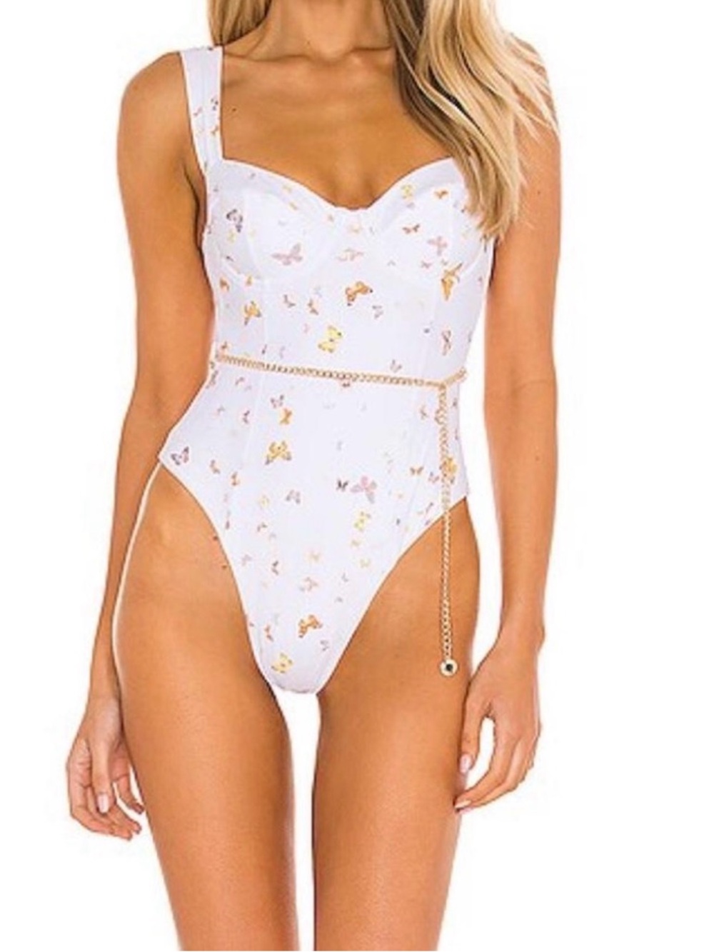Who Wore What | Monarch Butterfly One piece Swimsuit | M | White